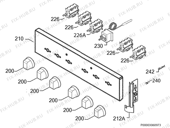 Взрыв-схема плиты (духовки) Zanussi ZOU20301WB - Схема узла Command panel 037